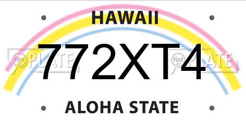 772XT4 Hawaii License Plate