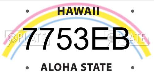 7753EB Hawaii License Plate