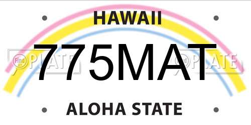 775MAT Hawaii License Plate