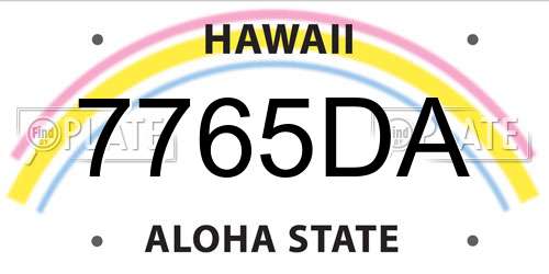 7765DA Hawaii License Plate
