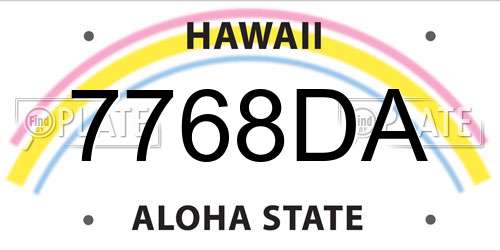 7768DA Hawaii License Plate