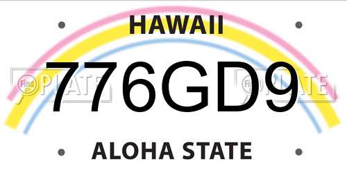 776GD9 Hawaii License Plate