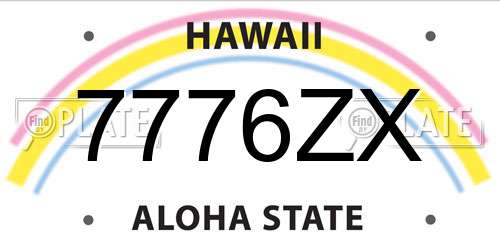 7776ZX Hawaii License Plate