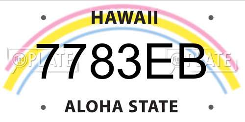 7783EB Hawaii License Plate