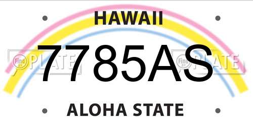 7785AS Hawaii License Plate