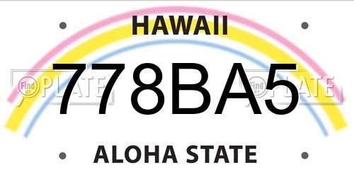 778BA5 Hawaii License Plate