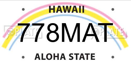 778MAT Hawaii License Plate