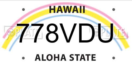 778VDU Hawaii License Plate