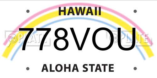778VOU Hawaii License Plate
