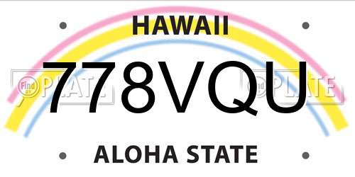 778VQU Hawaii License Plate