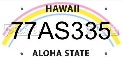 77AS335 Hawaii License Plate