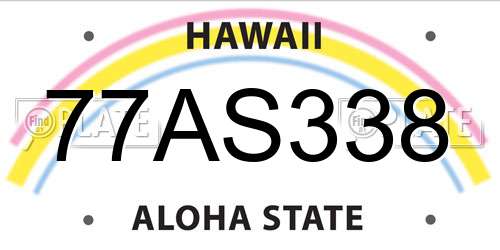 77AS338 Hawaii License Plate