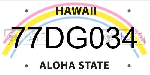 77DG034 Hawaii License Plate