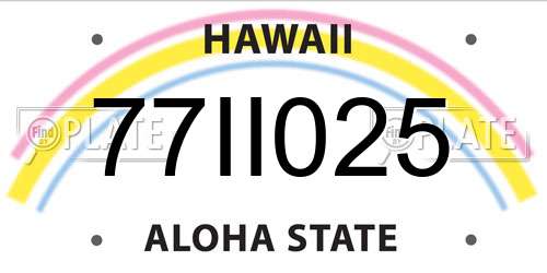 77II025 Hawaii License Plate