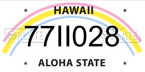 77II028 Hawaii License Plate