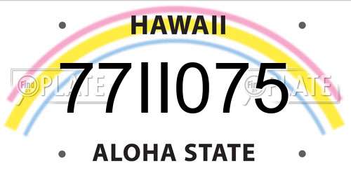 77II075 Hawaii License Plate