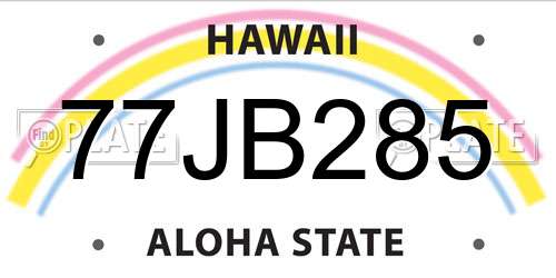 77JB285 Hawaii License Plate