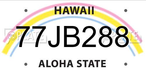 77JB288 Hawaii License Plate