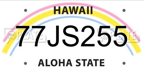 77JS255 Hawaii License Plate