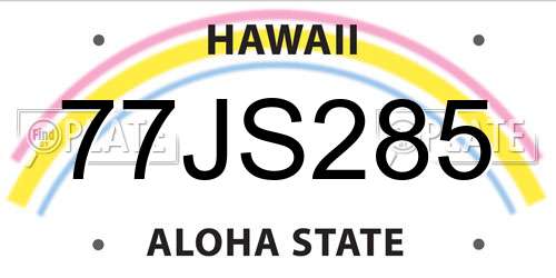 77JS285 Hawaii License Plate