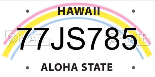 77JS785 Hawaii License Plate