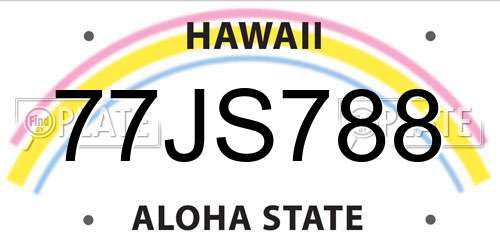 77JS788 Hawaii License Plate