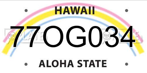 77OG034 Hawaii License Plate