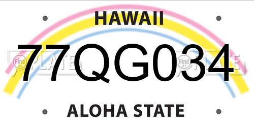 77QG034 Hawaii License Plate