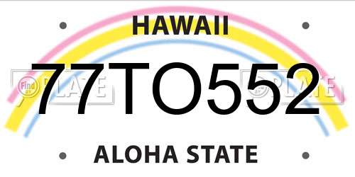 77TO552 Hawaii License Plate