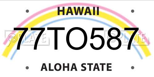 77TO587 Hawaii License Plate