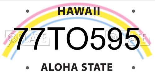 77TO595 Hawaii License Plate