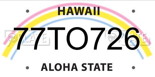 77TO726 Hawaii License Plate