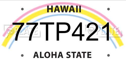 77TP421 Hawaii License Plate