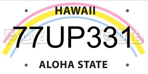 77UP331 Hawaii License Plate