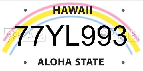 77YL993 Hawaii License Plate