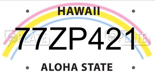 77ZP421 Hawaii License Plate