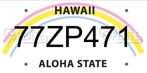 77ZP471 Hawaii License Plate