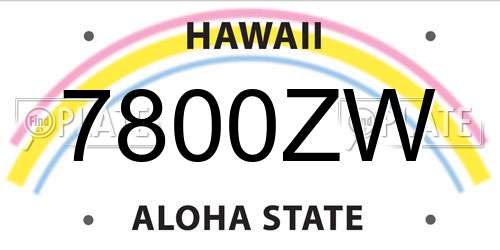7800ZW Hawaii License Plate