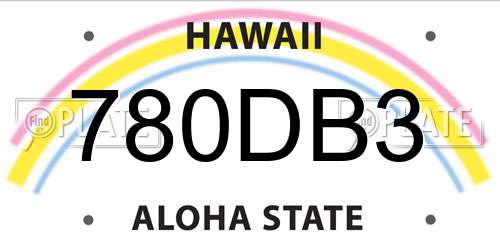 780DB3 Hawaii License Plate