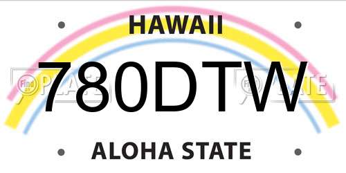 780DTW Hawaii License Plate