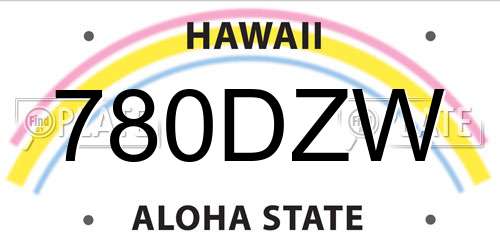 780DZW Hawaii License Plate