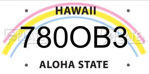 780OB3 Hawaii License Plate