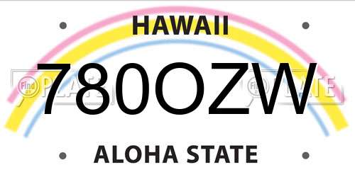 780OZW Hawaii License Plate