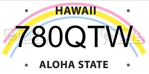 780QTW Hawaii License Plate