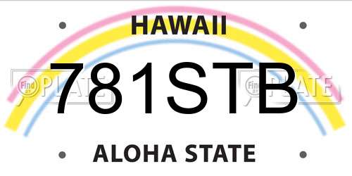 781STB Hawaii License Plate