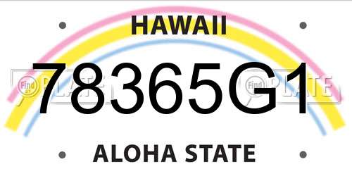78365G1 Hawaii License Plate