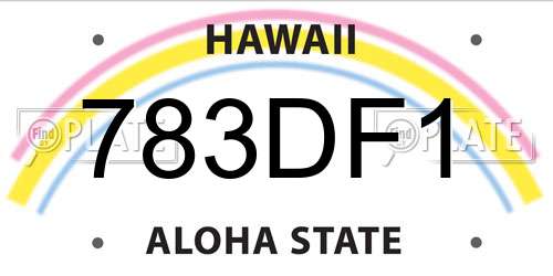 783DF1 Hawaii License Plate