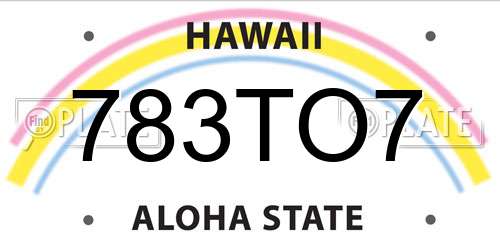 783TO7 Hawaii License Plate