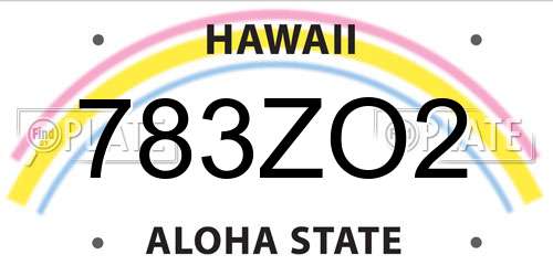 783ZO2 Hawaii License Plate
