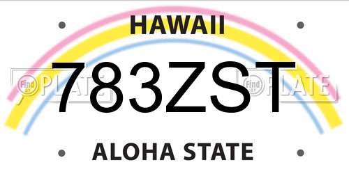 783ZST Hawaii License Plate